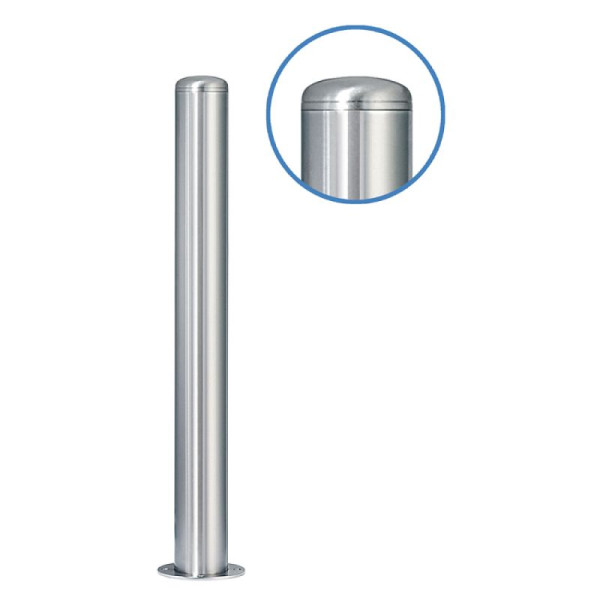 Stone HGS afzetpaal "Acero ronde kop" (V2A) Ø102mm van RVS, voor pluggen, voetplaat Ø165mm, geslepen, 13105-g