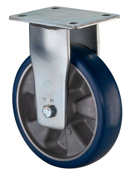 BS Rollen zwaarlastwiel bokwiel, polyurethaan wiel 83 Shore, aluminium velg, kogellager, plaat, diameter: 80 mm, RR110.B92.080