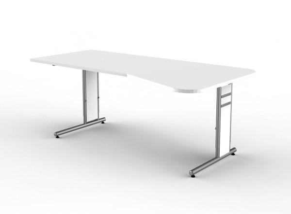 Kerkmann vrijevormtafel met C-voetframe, vorm 4, B 1950 x D 800/1000 x H 680-820 mm, wit, 114104.1