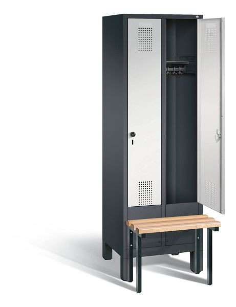 C+P Evolo kleerkast, H1850xW610xD815mm, kleur: zwartgrijs/lichtgrijs, 48030-20 S10068