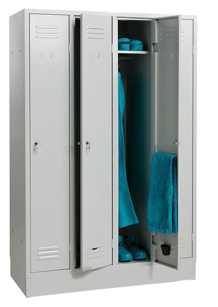 Bedrunka + Hirth garderobekast, 2 vakken, BxDxH 620x500x1800 mm, draaigrendelslot, 06.102DSA