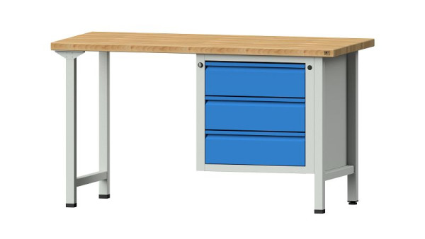ANKE werkbanken combinatie werkbank, model 706 E, 1500 x 700 x 840 mm, RAL 7035/5012, BMP 40 mm, 510.516