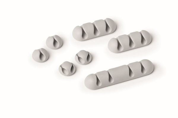 DURABLE kabelclipset CAVOLINE® CLIP MIX (zelfklevend, voor elk 1, 2, 3 of 4 kabels), 7 stuks, grijs, VE: 7 stuks, 504110