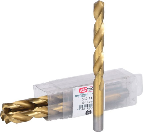 KS Tools HSS TiN spiraalboor, 12 mm, 5 stuks, 330.4120