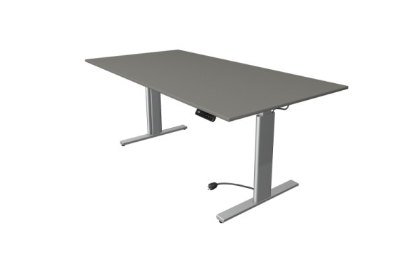 Kerkmann Move 3 zit-statafel zilver, B 2000 x D 1000 mm, elektrisch in hoogte verstelbaar van 720-1200 mm, grafiet, 10233812