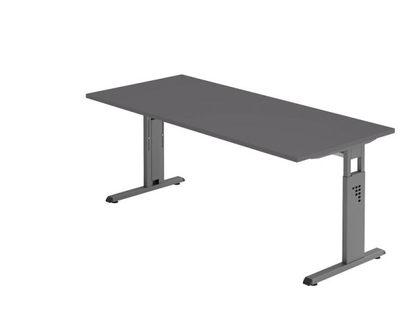 Hammerbacher bureau C-poot 180x80cm grafiet/grafiet, werkhoogte 65-85 cm, VOS19/G/G