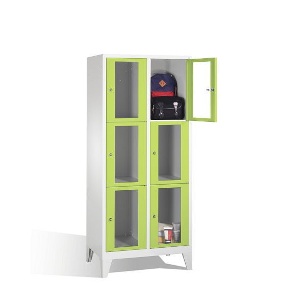 C+P lockerkast Classic, H1850xW810xD500mm, kleur: lichtgrijs / virid groen, 8010A223 S10007