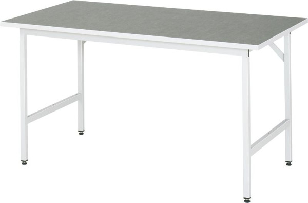 RAU Jerry serie werktafel (3030) - in hoogte verstelbaar, werkblad met linoleum/universele bekleding, 1500x800-850x800 mm, 06-500L80-15.12