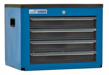 ADB gereedschapskist met 4 laden, afmetingen: 450 x 600 x 450 mm (HxBxD), corpuskleur: blauw, RAL 5010, frontkleur: grijs, RAL 7016, 21011