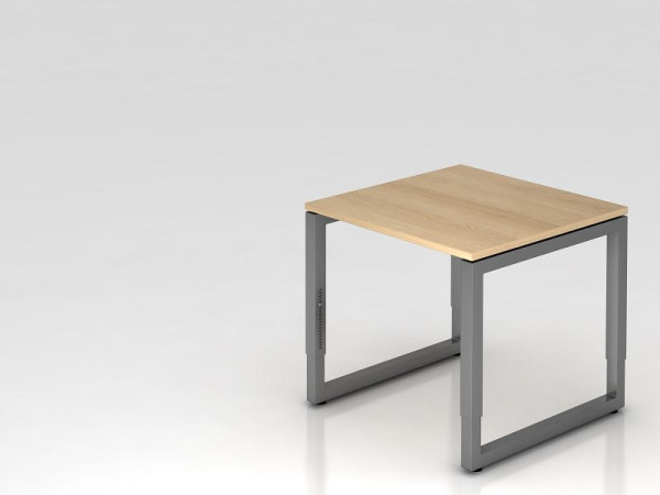 Hammerbacher bureau O-voet vierkant 80x80cm eiken/grafiet, rechthoekige vorm met zwevend tafelblad, VRS08/E/G