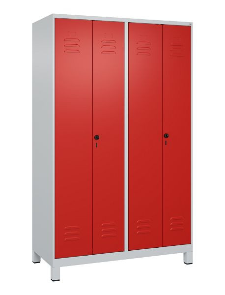 C+P Umkleidespind Classic PLUS SW, Füße, 4 Abteile, 1950x1200x500mm, 7035/3020, Drehriegel, 080012-40 S10002
