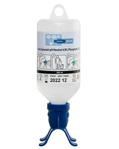 DENIOS oogspoelfles DUO met 500 ml pH-neutrale fosfaatbufferoplossing, VE: 0,5 liter, 188-943