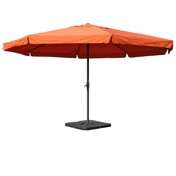 Mendler Parasol Meran Pro, horeca marktparasol met volant Ø 5m polyester/aluminium 28kg, terracotta met standaard, 34345+31831
