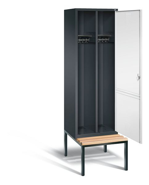 C+P zwart wit locker Evolo, H2090xB610xD500mm, kleur: zwart grijs / verkeerswit, 48250-20 S10093
