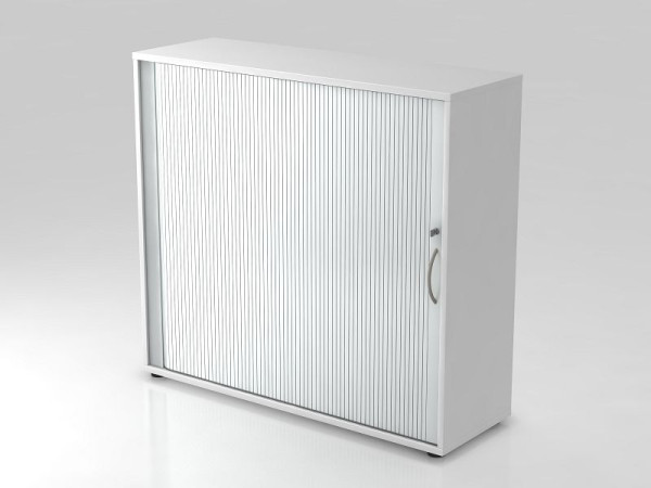 Hammerbacher rolluikkast horizontaal, 3OH 120cm gebogen handgreep wit/zilver, 120x40x110 cm (BxDxH), V1733S/W/S/BM
