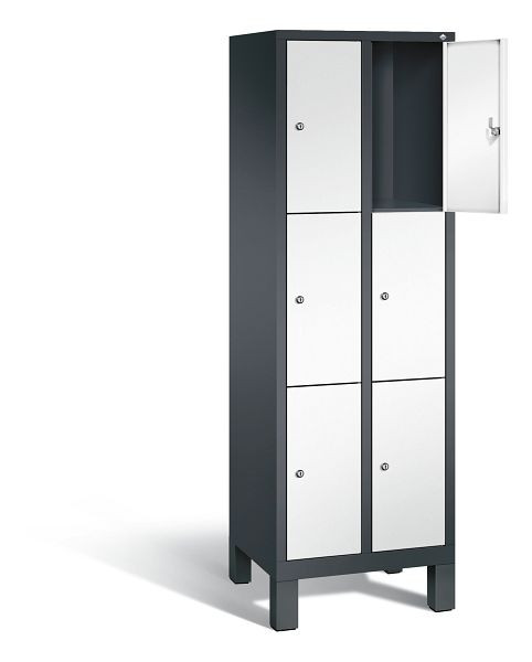 C+P lockerkast Evolo, H1850xB610xD500mm, kleur: zwartgrijs / verkeerswit, 48010-203 S10141