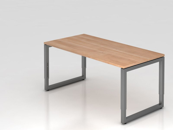 Hammerbacher bureau O-voet vierkant 160x80cm walnoot/grafiet, rechthoekige vorm met zwevend tafelblad, VRS16/N/G