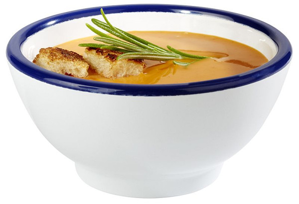 APS kom -PURE-, Ø 9,5 cm, hoogte: 4,5 cm, melamine, wit, blauwe rand, 0,09 liter, 84491
