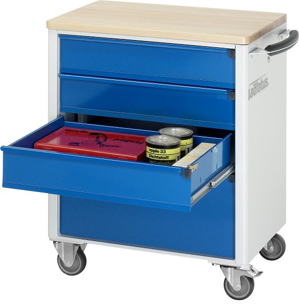 RAU gereedschapswagen serie adlatus model 7360, B700 x D500 x H860 mm, inclusief massief beukenhouten werkblad, 02-7360B.11