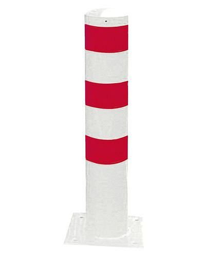 Schake afzetpaal staal, verzinkt, wit gecoat, 3 rode strepen, dm 273, H 1500 mm, voor pluggen, 249363
