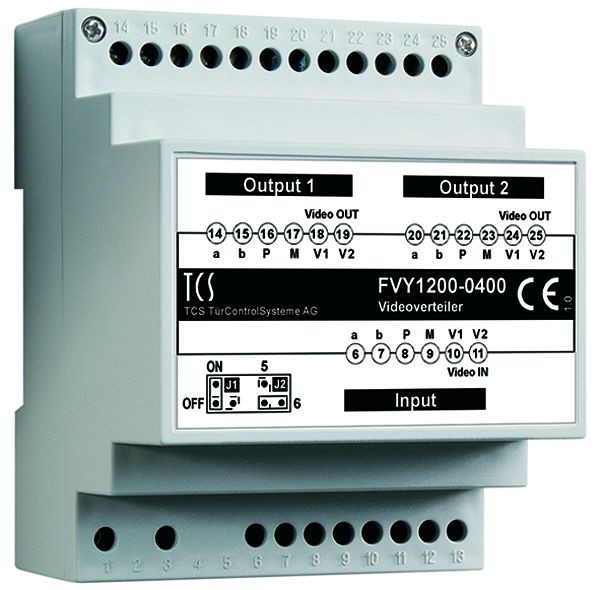 TCS-videoverdeler voor het splitsen van videostrengen, 2-voudig, DIN-rail 4 HP, FVY1200-0400