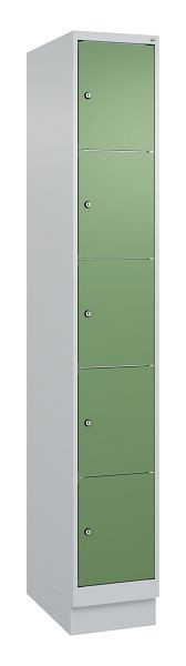 C+P lockerkast Classic PLUS, onderstel, 1950x300x500mm, 7035/6011, met 5 vakken, 080020-105 S10006