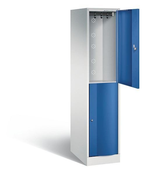 C+P locker dubbellaags XL Resisto, H1950xB396xD640mm, kleur: lichtgrijs / gentiaanblauw, 8270-173 S10002