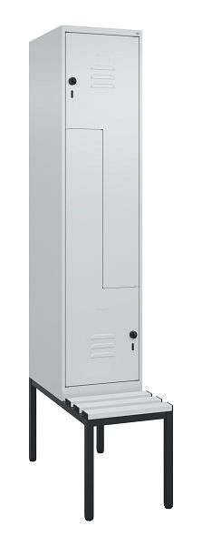 C+P Z-Spind Classic PLUS, met onderbank, 2 vakken, 2120x400x815mm, 7035/7035, draaigrendel, 0800537-122 S10039