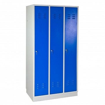 ADB locker/kledingkast "Regular" 3-deurs, afmetingen HxBxD: 1775x890x500 mm, corpuskleur: lichtgrijs, RAL 7035, deurkleur: hemelsblauw (RAL 5015), 40906