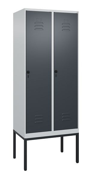 C+P luierkluis Classic PLUS met middenwand, frame, 2 vakken, 2120x800x500mm, 7035/7016, veiligheidsdraaigrendel, 0800307-22F S10008
