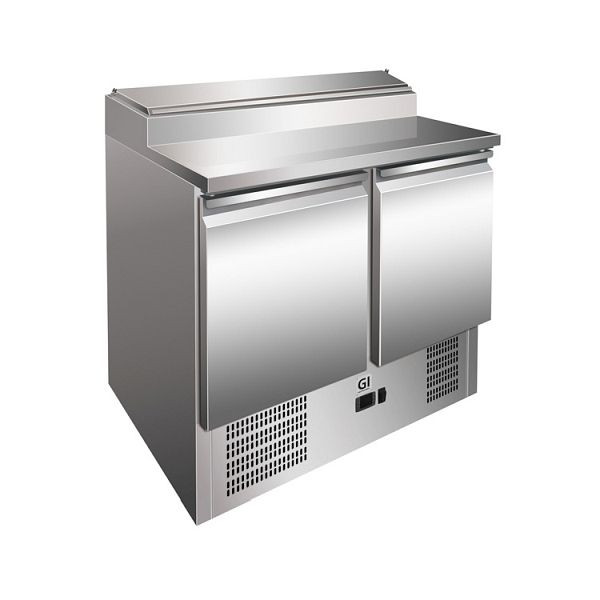 Gastro-Inox RVS saladette met 2 deuren & 5x Gastronorm 1/6 bereidingsunit, convectiekoeling, netto inhoud 257 liter, 202.005