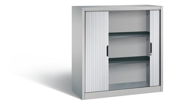 C+P dressoir met luiken Omnispace, H1230xB1200xD420mm, kleur: wit aluminium, verzonken greep, 3 niveaus, 3233-00 S10105