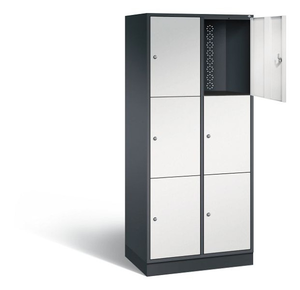 C+P XL lockerkast Intro, H1950xW820xD490mm, kleur: zwartgrijs / lichtgrijs, 8370-202 S10130
