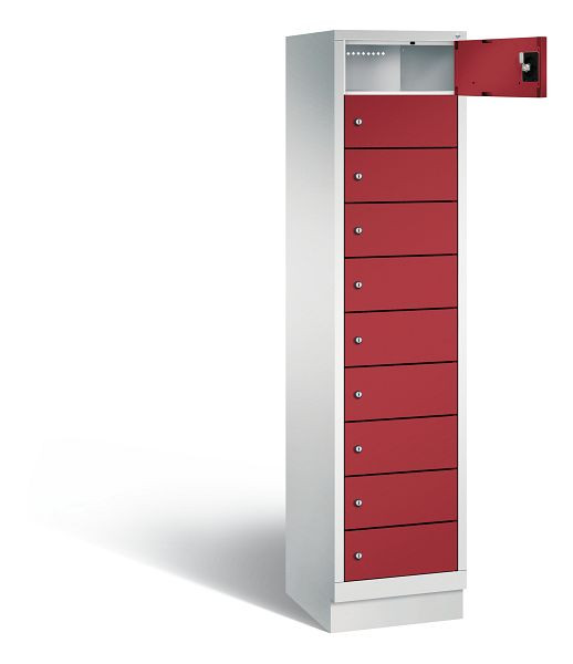 C+P lockerkast Evolo, H1850xW420xD500mm, kleur: lichtgrijs/robijnrood, 48020-1210 S10076