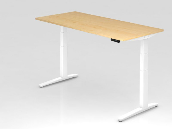 Hammerbacher elektrisch zit-sta bureau 180x80cm esdoorn/wit, rechthoekige vorm, VXBHM19/3/WW