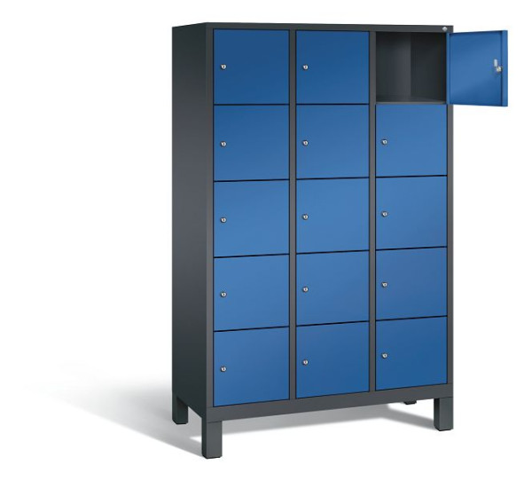 C+P lockerkast Evolo, H1850xB1200xD500mm, kleur: zwartgrijs / gentiaanblauw, 48010-325 S10103