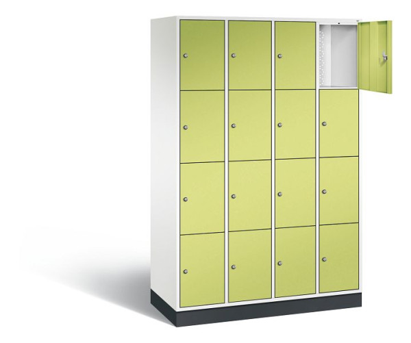C+P lockerkast Intro, H1950xB1220xD490mm, kleur: verkeerswit / virid green, 8470-401 S10167