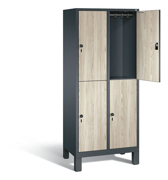 C+P locker, dubbellaags Evolo, H1850xW810xD500mm, kleur: antracietgrijs / Sen ash decor, 48310-22 S10287