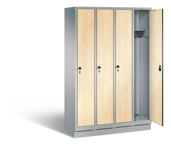 C+P Evolo garderobe, H1800xW1190xD500mm, kleur: wit aluminium / Donau esdoorn decor, 48020-40 S11088