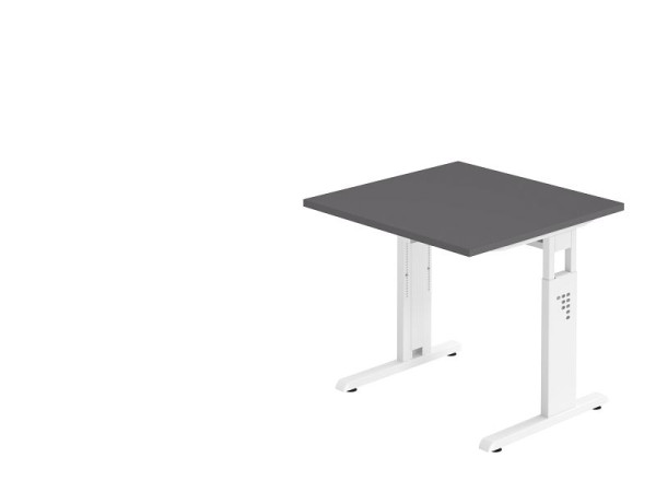 Hammerbacher bureau C-poot 80x80cm grafiet/wit, werkhoogte 65-85 cm, VOS08/G/W