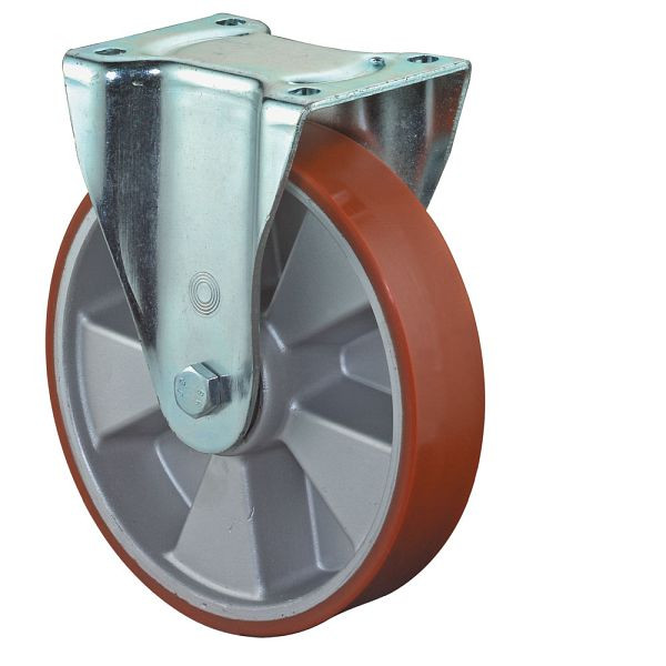 BS Rolls Zwaarlastwiel, bokwiel, wielbreedte 50 mm, wiel-Ø 125 mm, 450 kg, polyurethaan gegoten 95 Shore A, aluminium, kogellager, L610.B90.125