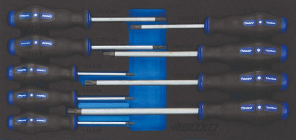 Boxo TX schroevendraaierset in foam, 9 stuks, VE: 10 stuks, BX375