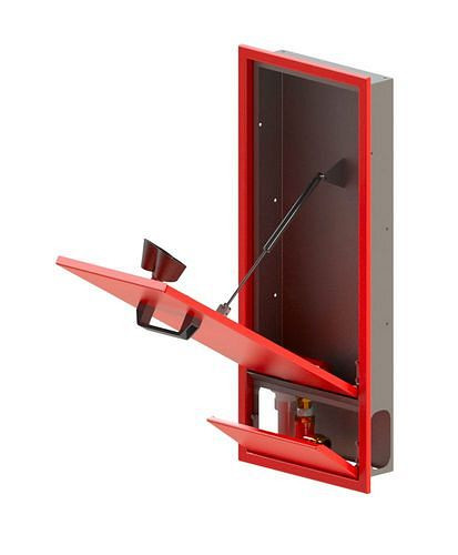B-SAFETY oogdouche in wandbehuizing, met geïntegreerde zelflozende, rood, inbouwwandmontage, DVGW, 306258