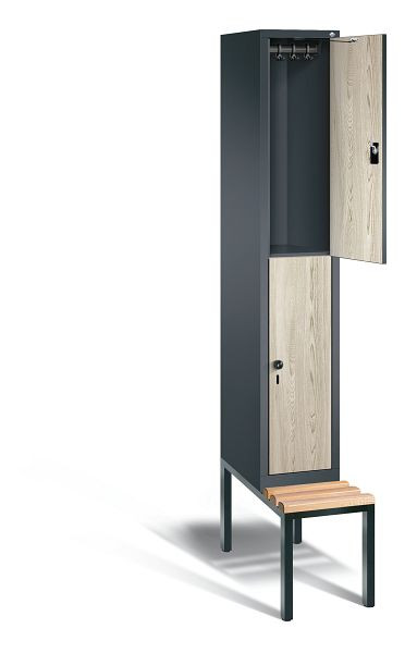 C+P locker, dubbellaags Evolo, H2090xB320xD815mm, kleur: antracietgrijs / Sen ash decor, 48350-10 S10088