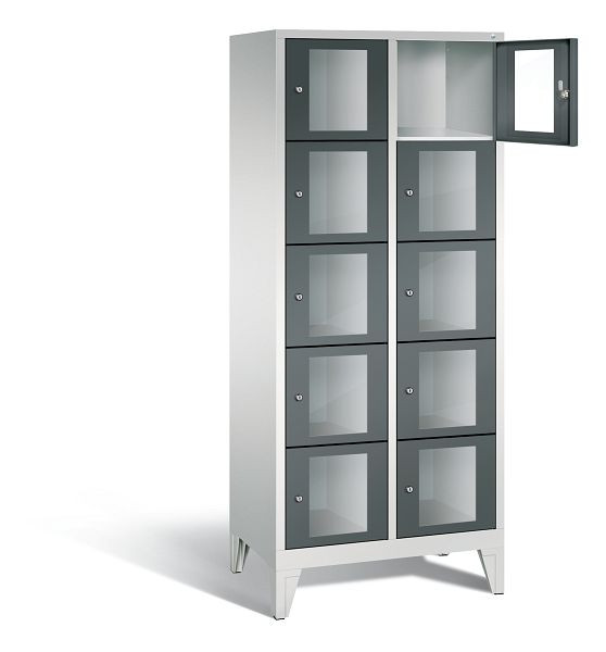 C+P lockerkast Classic, H1850xW810xD500mm, kleur: lichtgrijs / antracietgrijs, 8010A225 S10020