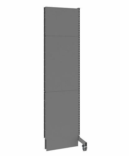 DENIOS mobiele akoestische scheidingswand, opzetpaneel, B 625, H 2500 mm, tweezijdige akoestische geperforeerde plaat, grijs, 293083
