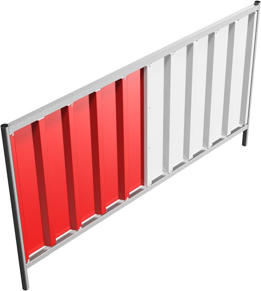 Schake bouwhek trapeze, plaatcoating: rood/wit, hoogte: 1,2 m, 3B1222RW