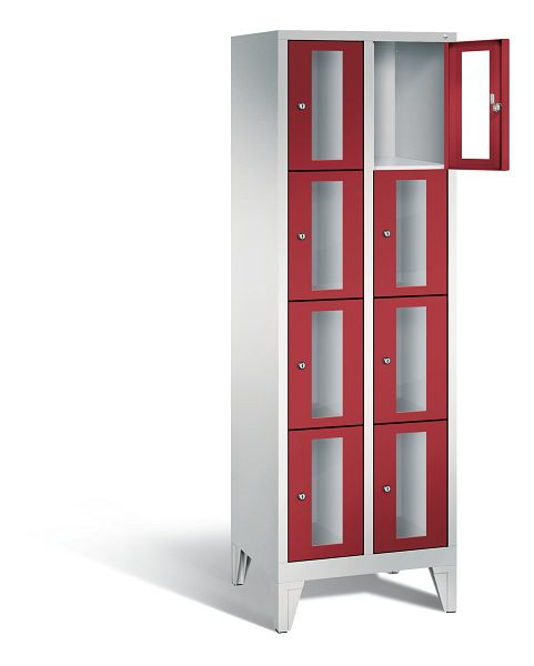 C+P lockerkast Classic, H1850xW610xD500mm, kleur: lichtgrijs/robijnrood, 8010A204 S10002