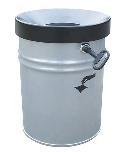 DENIOS Zelfdovend afvalbakje voor wandmontage, 24 liter, staal, nieuwzilver, 180-755