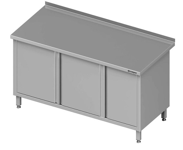 Werkkast Stalgast, hoogte 850 mm, met vleugeldeuren, met vleugeldeurkast, met opstand, gelast